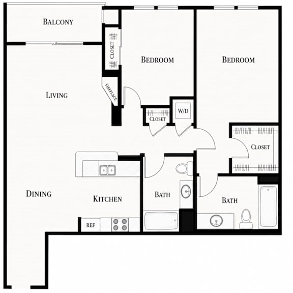 A black and white image of a house floor plan.